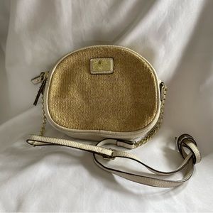 Jessica Simpson White and Gold Rattan with Gold Chain